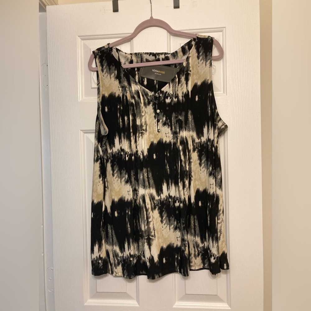 Vera Rose Size 2XL Black and White Sleeveless Tank Top Blouse